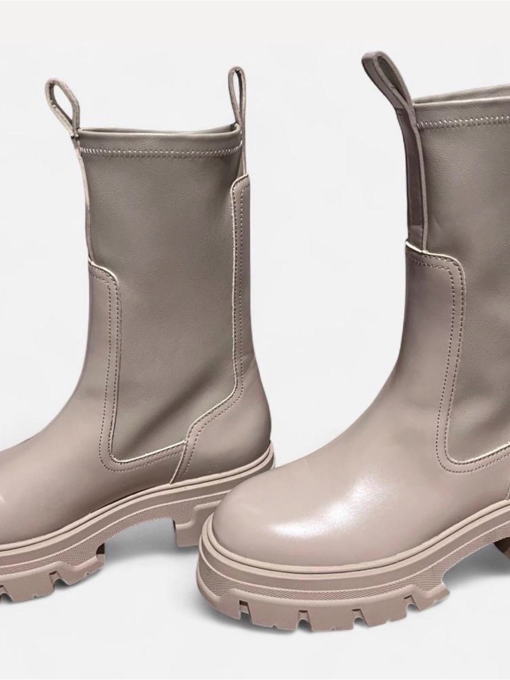 H&M Chelsea Platform Boots in Beige - Women's Chunky Sole - Picture 6 of 8